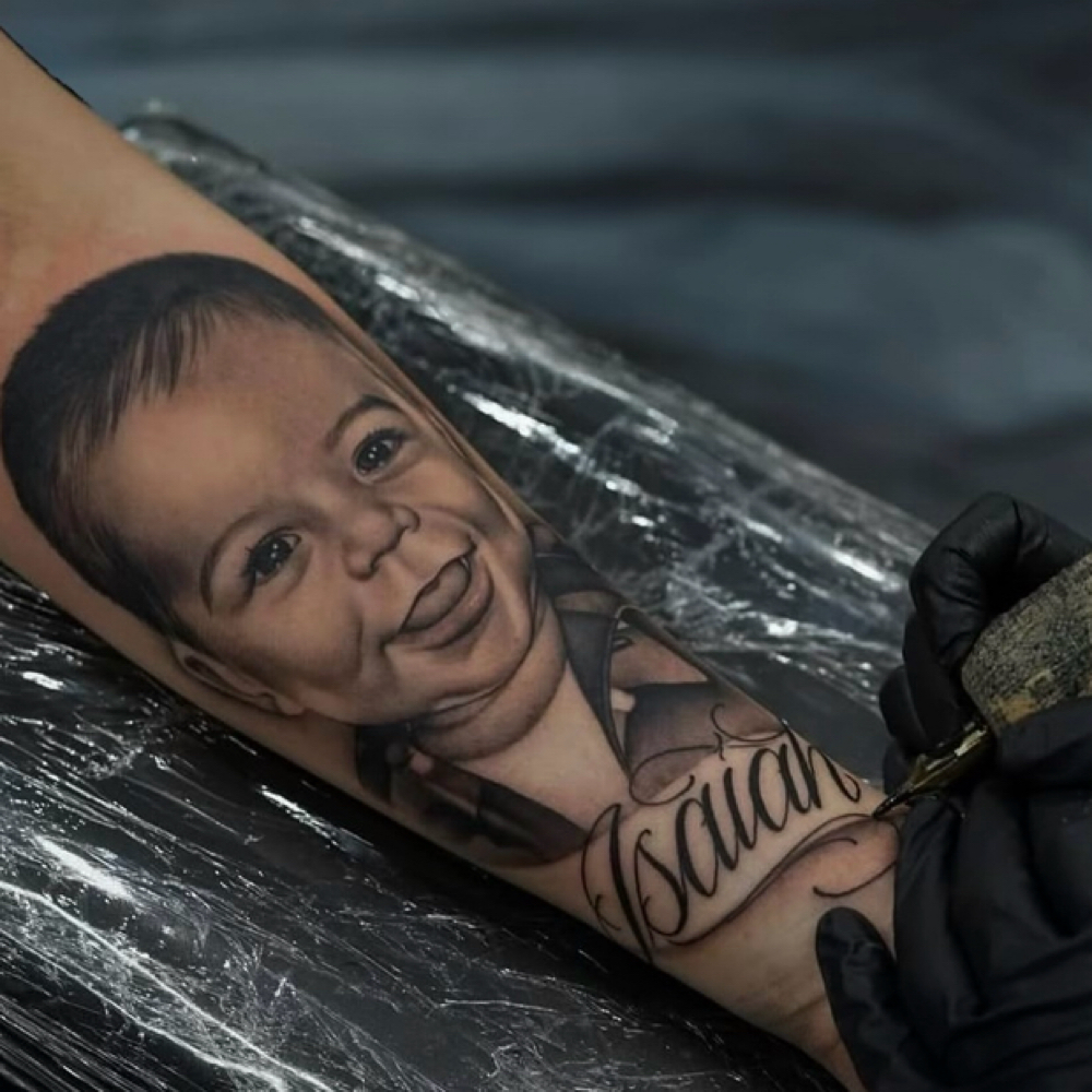 Portrait w/ Lettering at Revision Body Art in Covina, CA