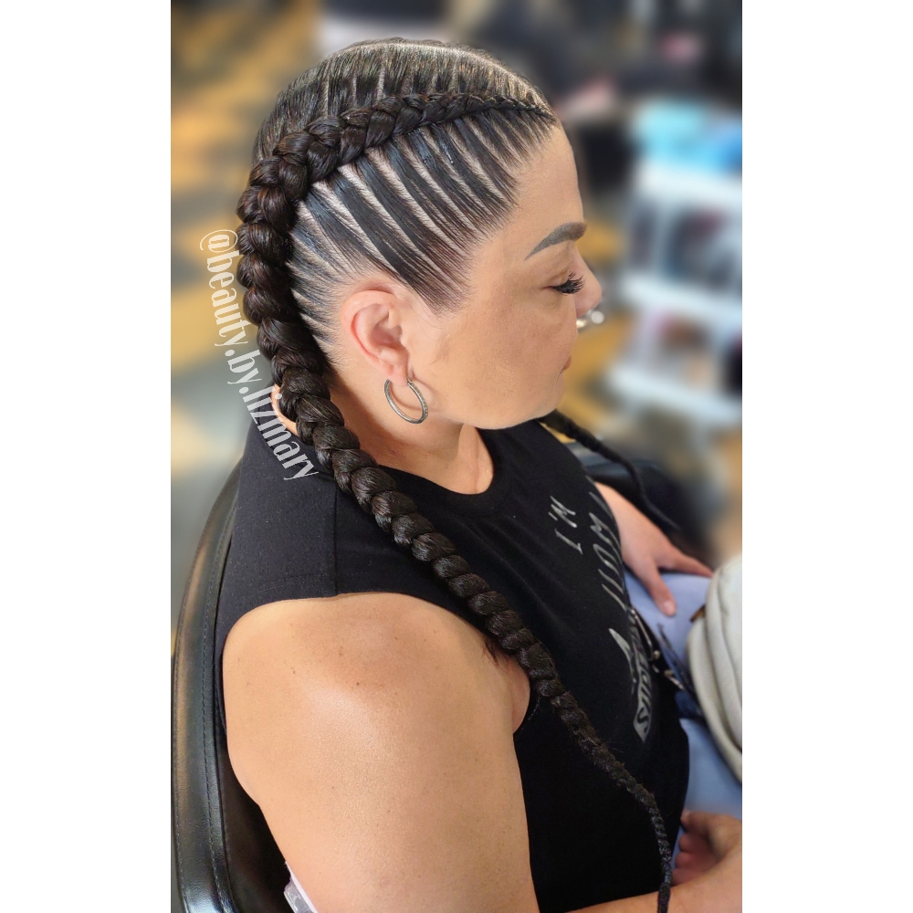2 Braids (No Design) Hair Added