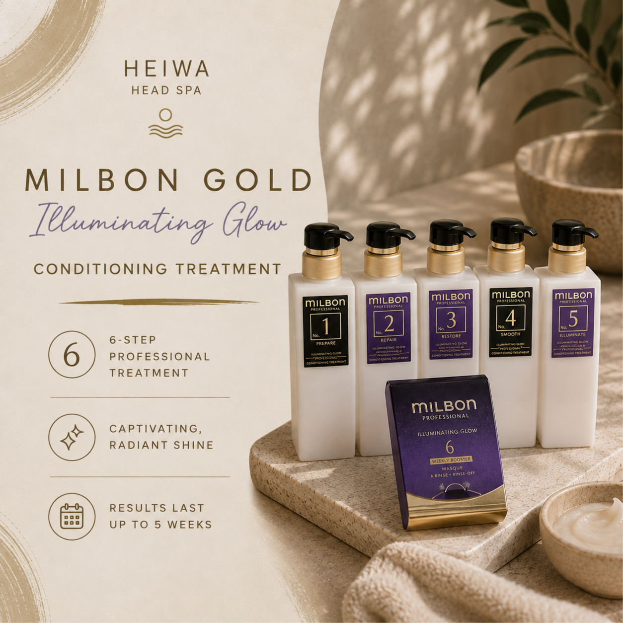 Milbon Gold Illuminating Glow at The Heiwa Head Spa in Fort Myers, FL