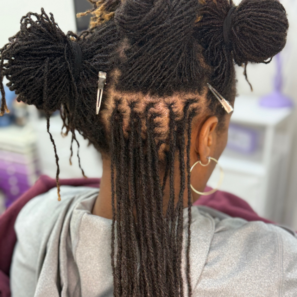Loc Retie-ReTightening-Interlockin at LuLu's Loc&Braid Bar in Missouri City, TX