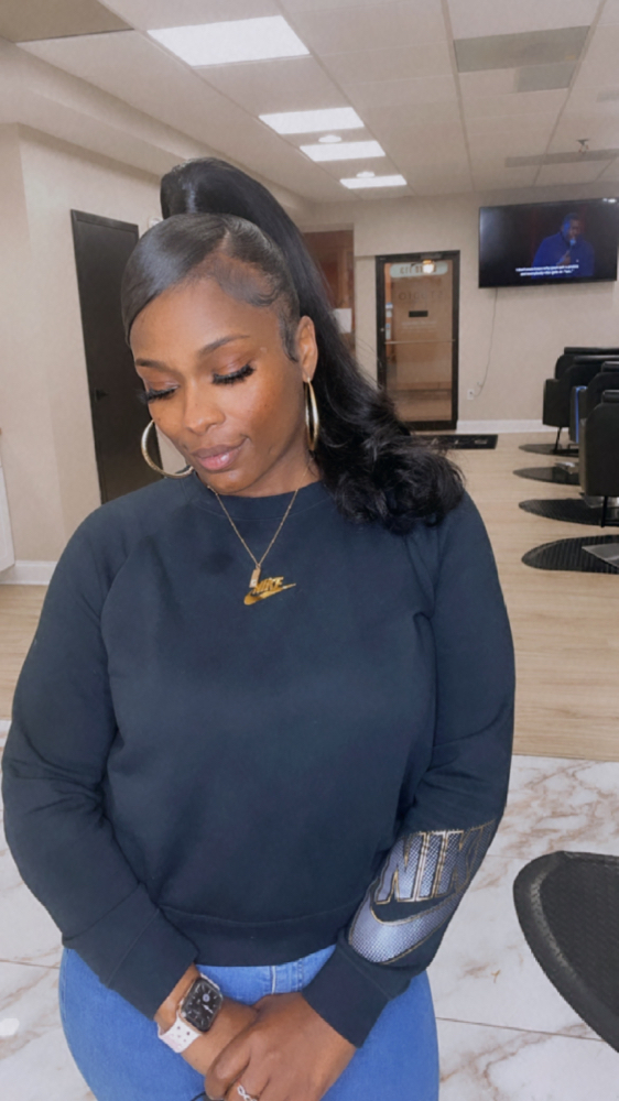 Ponytail W/ Side or Middle Bangs