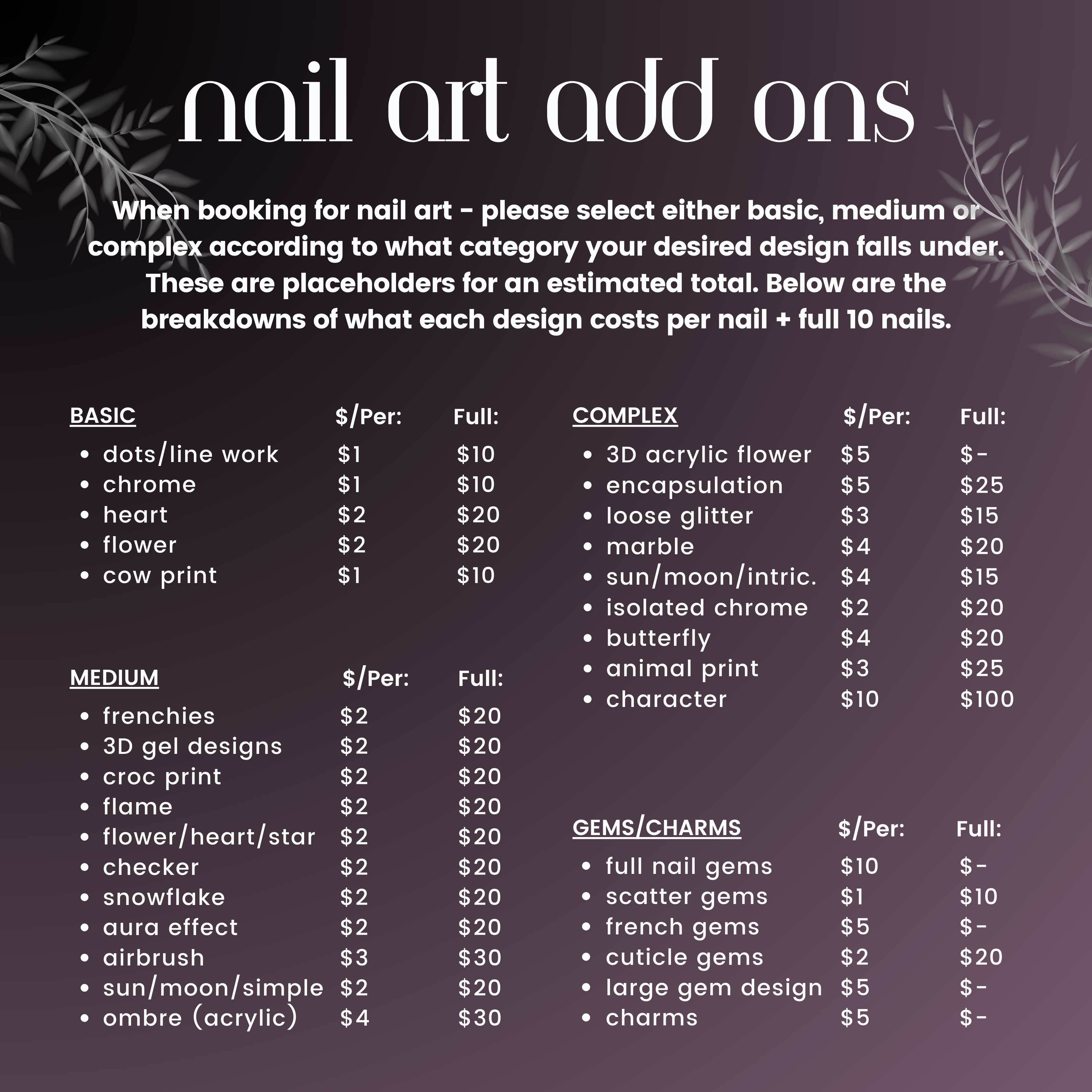 NAIL ART ADD ONS