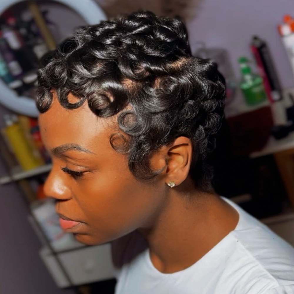 Pixie Cut (cut & relaxer-touch up) at Freedom Bound Studio in Raleigh, NC