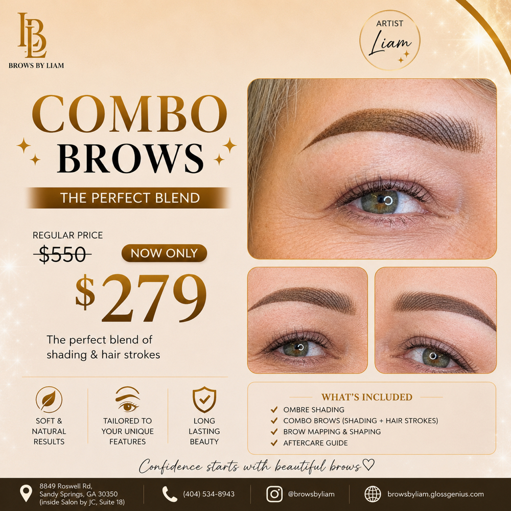 COMBO BROWS - $279 ( reg 499) at Liam Studio - Permanent Beauty in Sandy Spring, GA