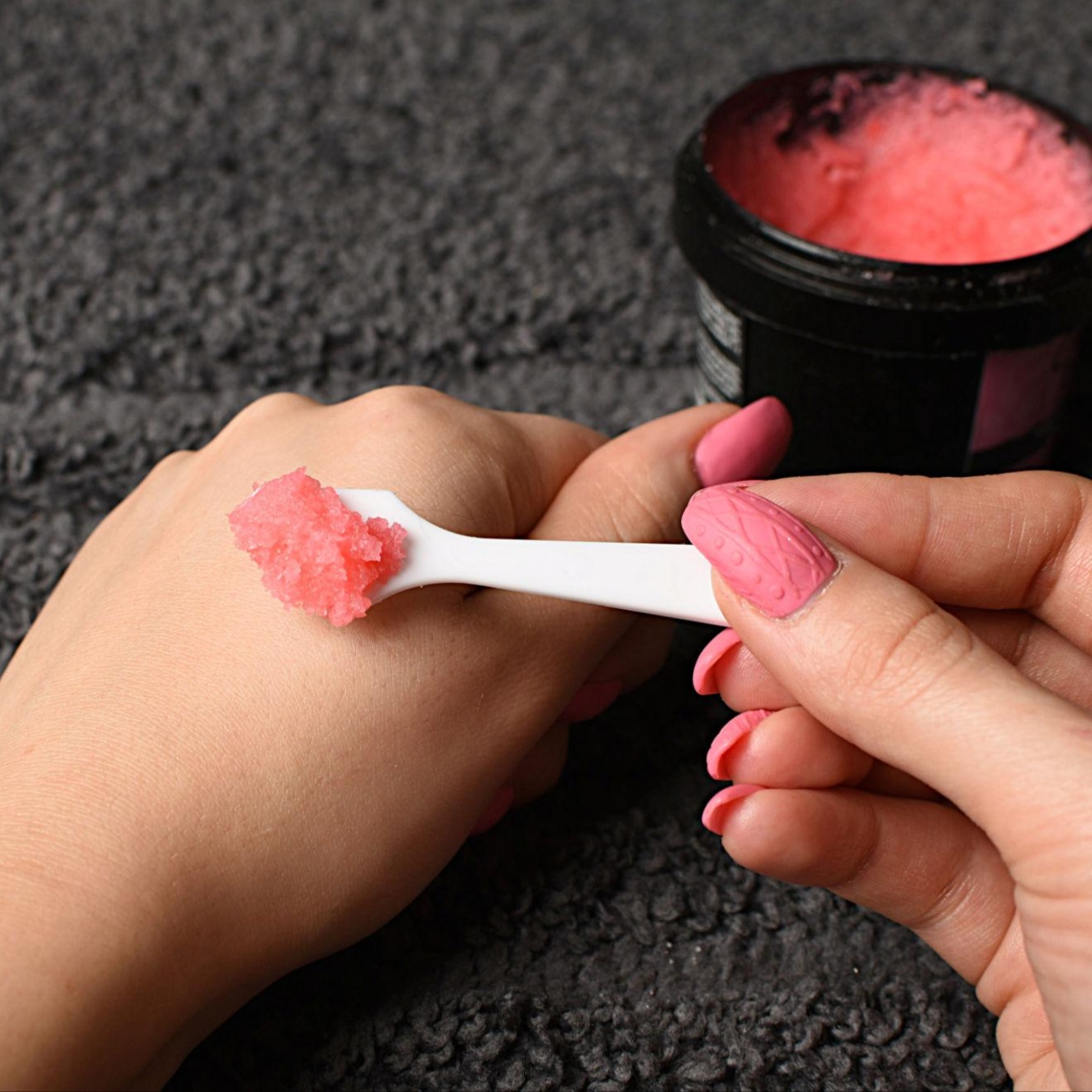 Sugar scrub hand exfoliation at BeautyOf3 in Jacksonville, NC