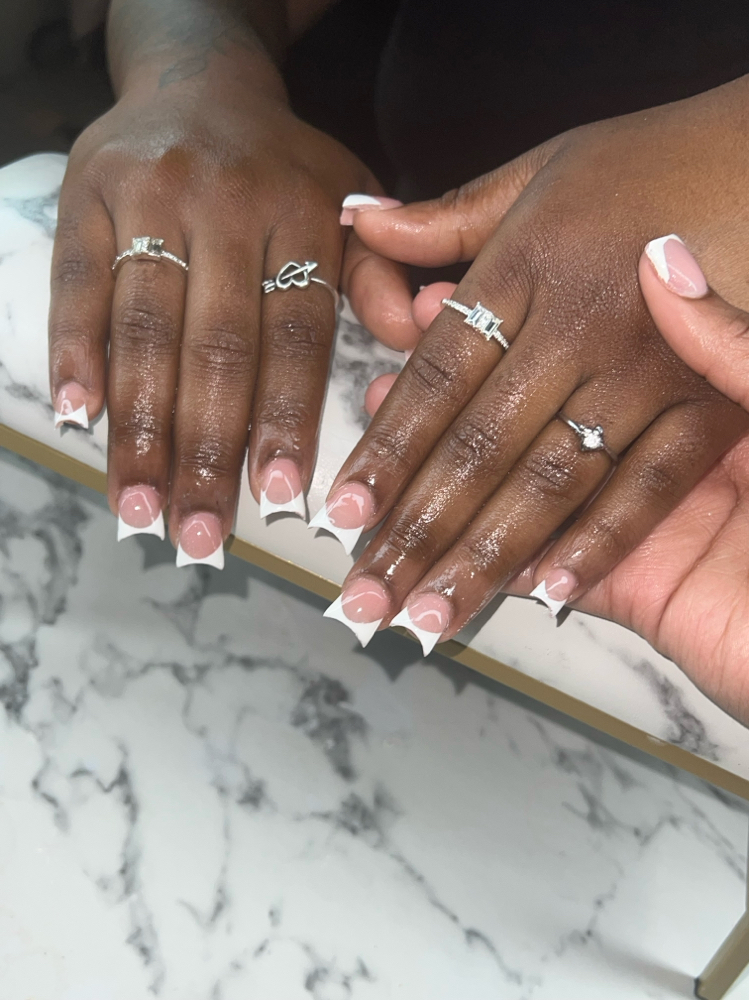 Full Set Of Short French Tip Nails at The Beauty Nook in Tampa FL, FL
