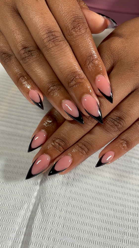 Stiletto Frenchies at nailsbymal3iah in Americus, GA