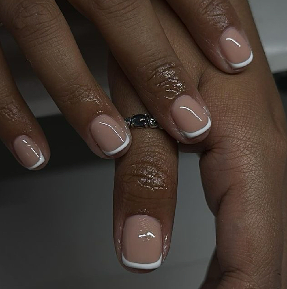 French for Short Natural Nails at Tesoro Nail Studio LLC in Ann Arbor, MI