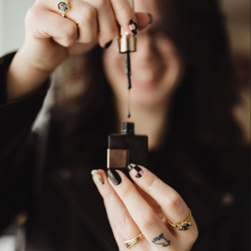 Acrylic fill with custom art (JB) at Truly Pampered Salon & Day Spa in Brockport, NY