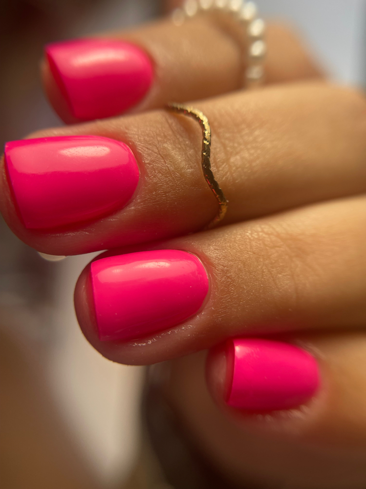 Gel Polish + Builder on Short Nails