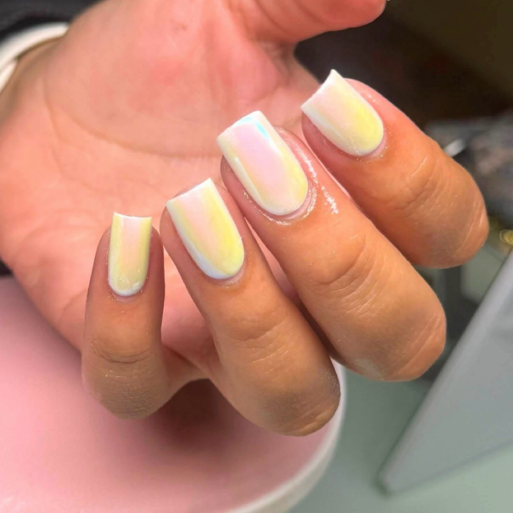 Solid color + chrome at Sweet Nail Studio in Carthage, TX