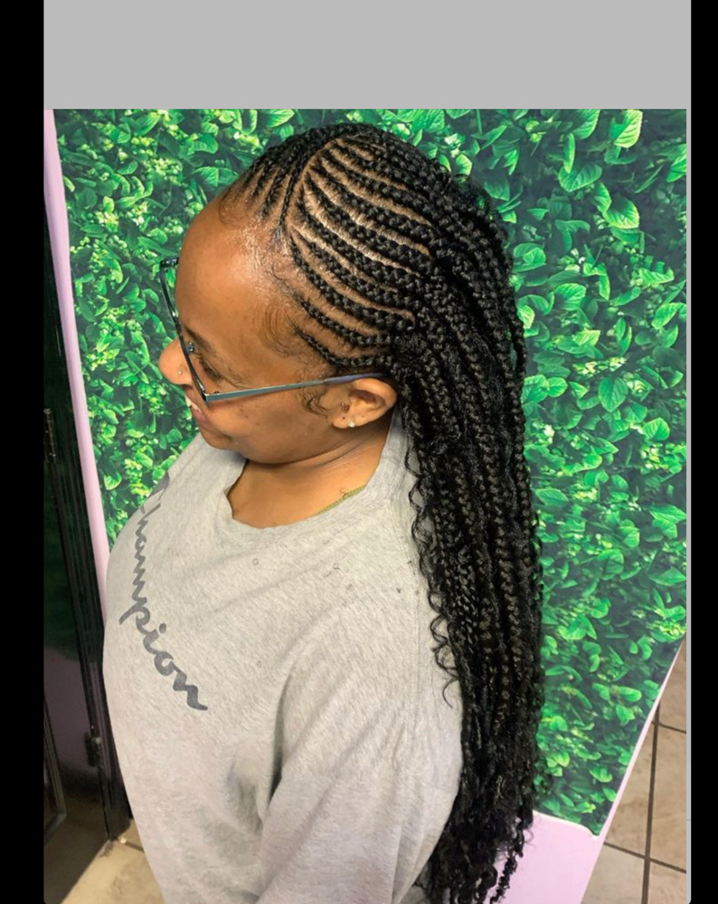 Half Cornrow/ Half Box Braids