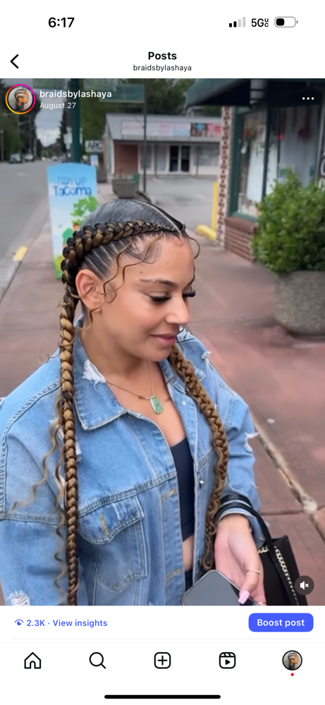 2 Feed In Boho Stitch Braids at BraidsByLashaya in Tacoma, WA