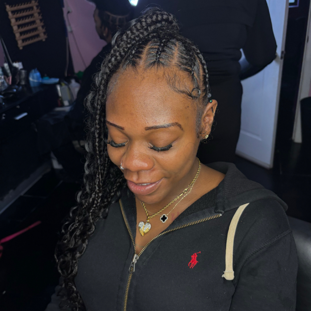 Feed Ins/Stitch Braid Ponytail