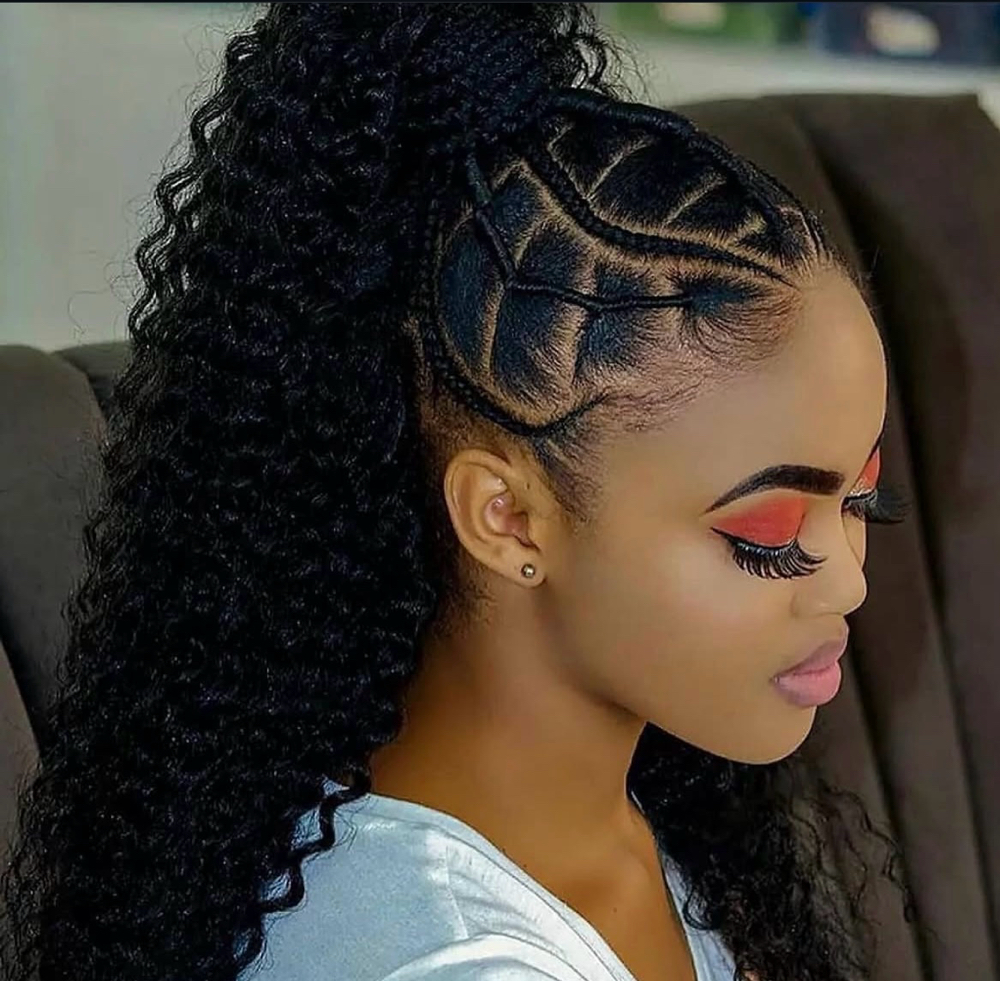 Ponytail With Design Braids at Queen Of The Crown in Charlotte, NC