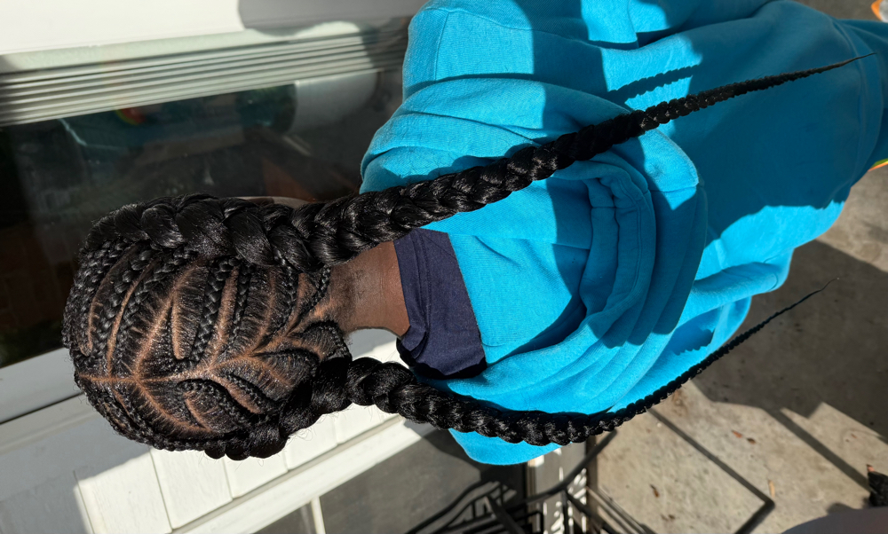 2 Feed In Braid Style at A Daye’s Journei Beauty Bar in DeSoto, TX