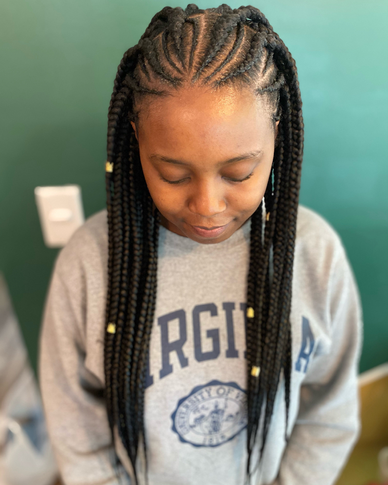 Cornrows with Box Braids Medium