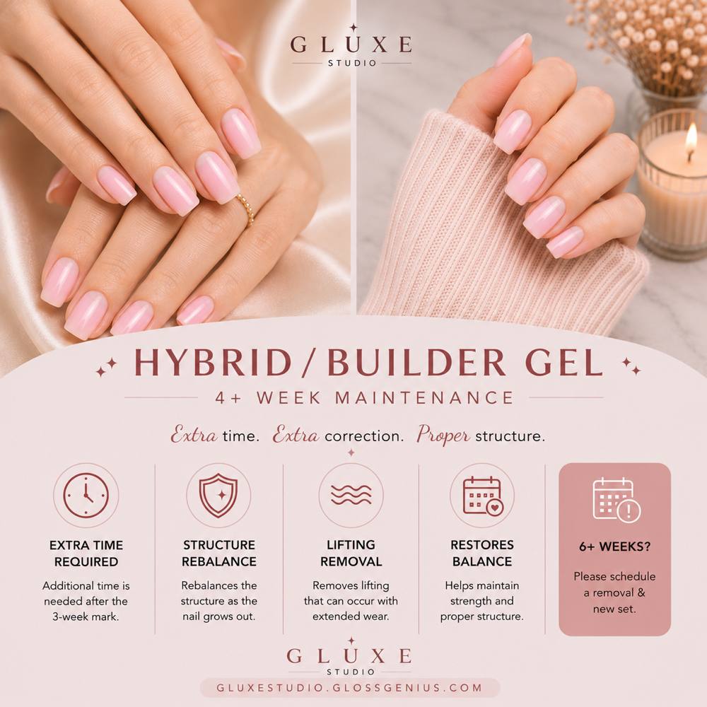 4+ Week Fill (Builder, Hybrid Gel) at G-Luxe Studio LLC in Menomonee Falls, WI
