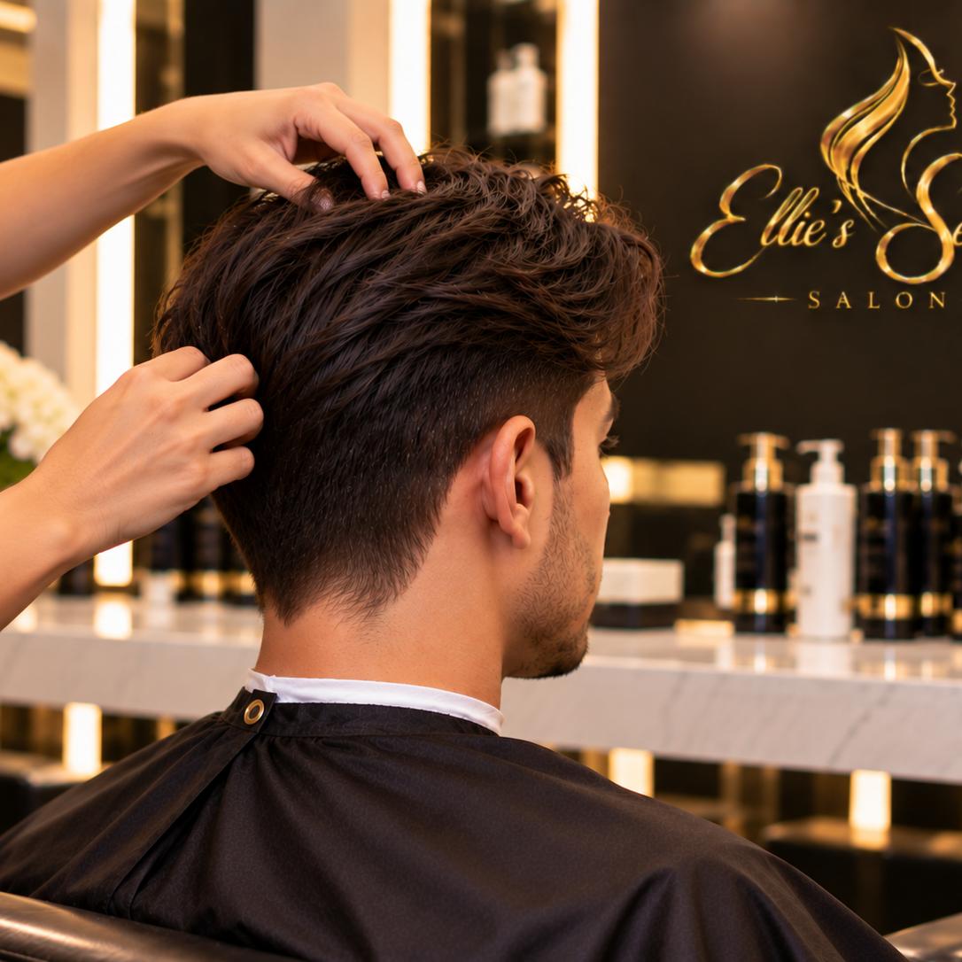 Mens Haircut Scissor at Ellie’s secret salon in Irvine, CA