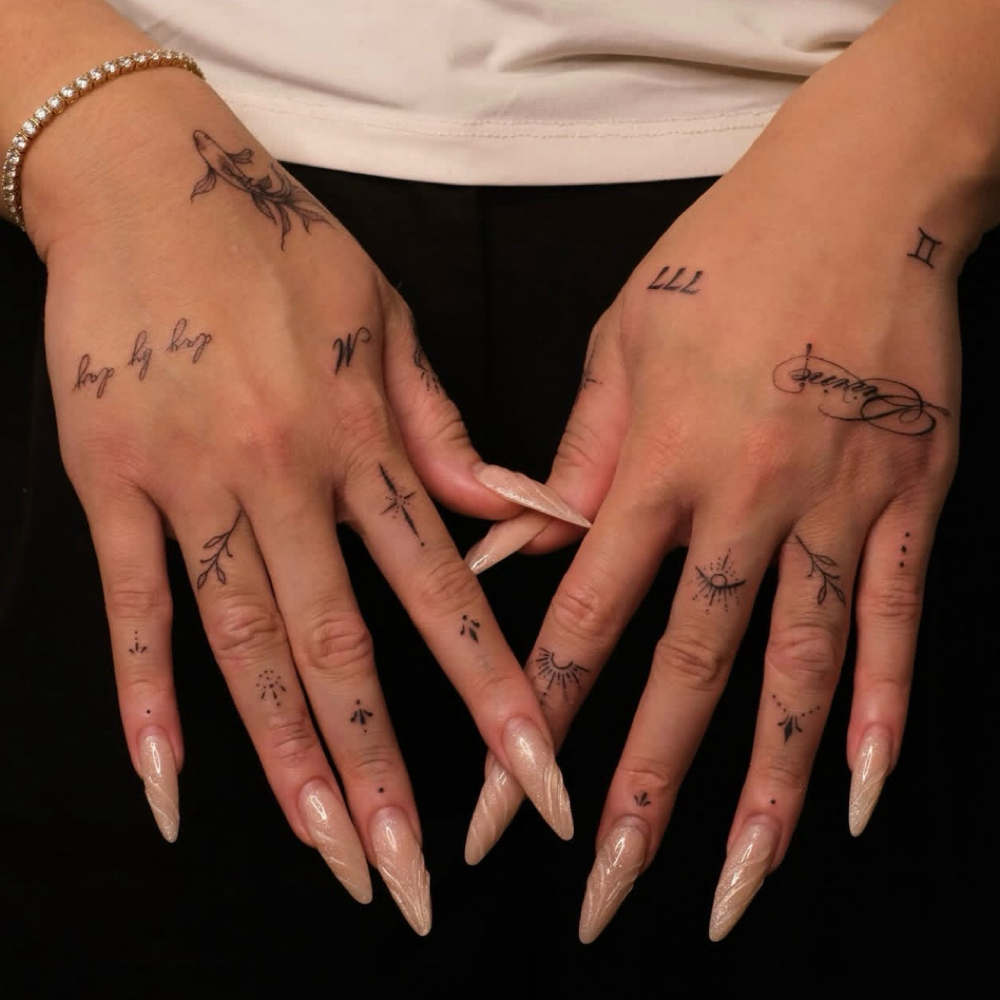 Tiny Tattoo HandScape at Nebu Piercings & Tiny Tattoo Studio in Pacifica, CA