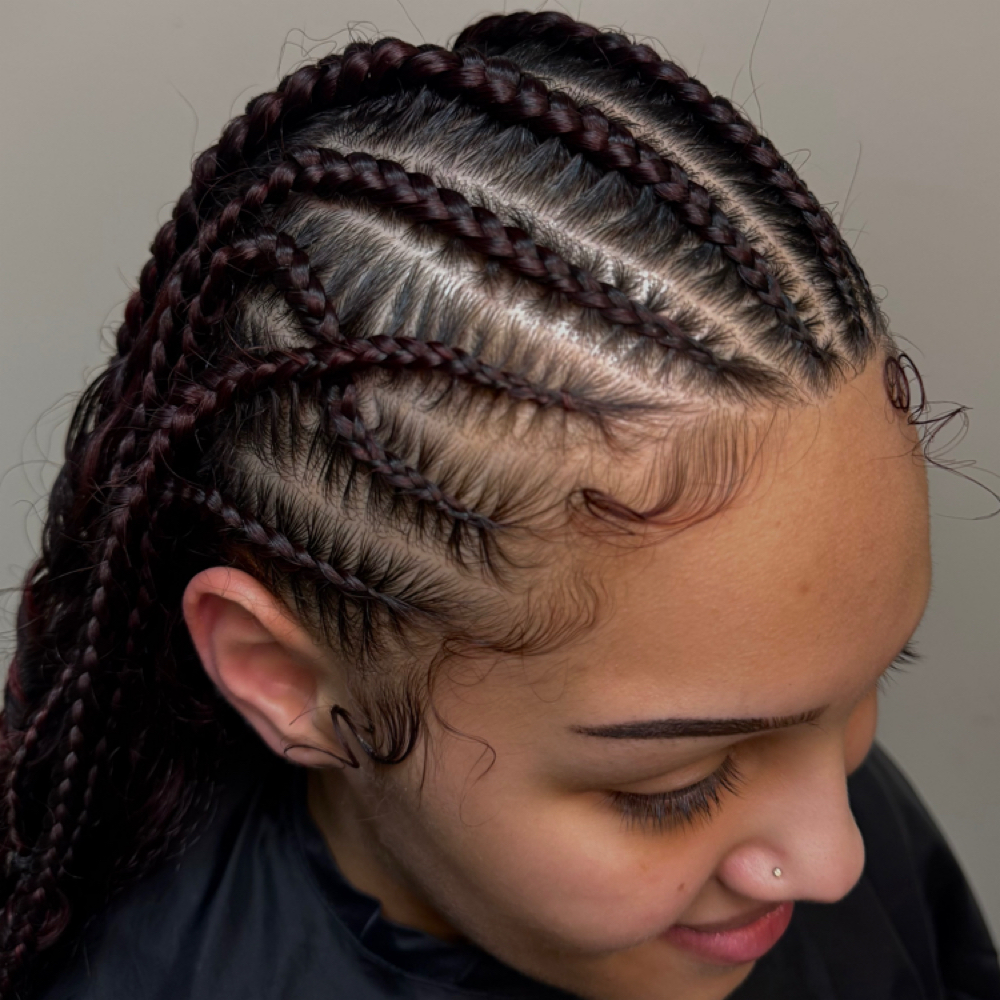 half up medium braid design at GLOW Spa Tanning & Fitness in Owego, NY