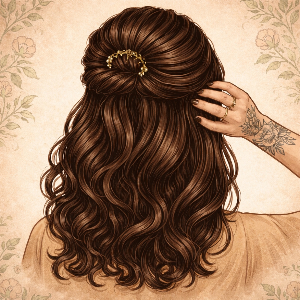 Partial Updo at Stones and Strands LLC in Abilene, TX