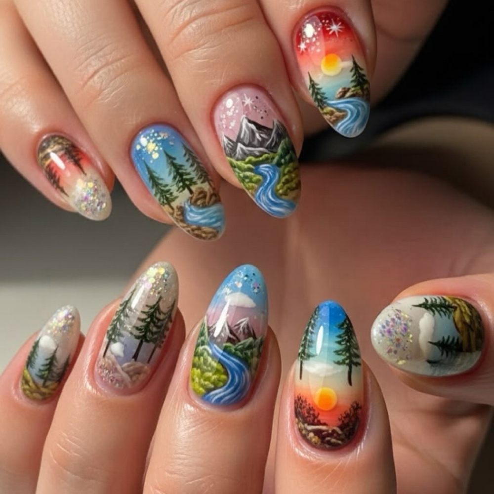 Advanced Hand-Painted Nail Art at Ambertipz in Raleigh, NC