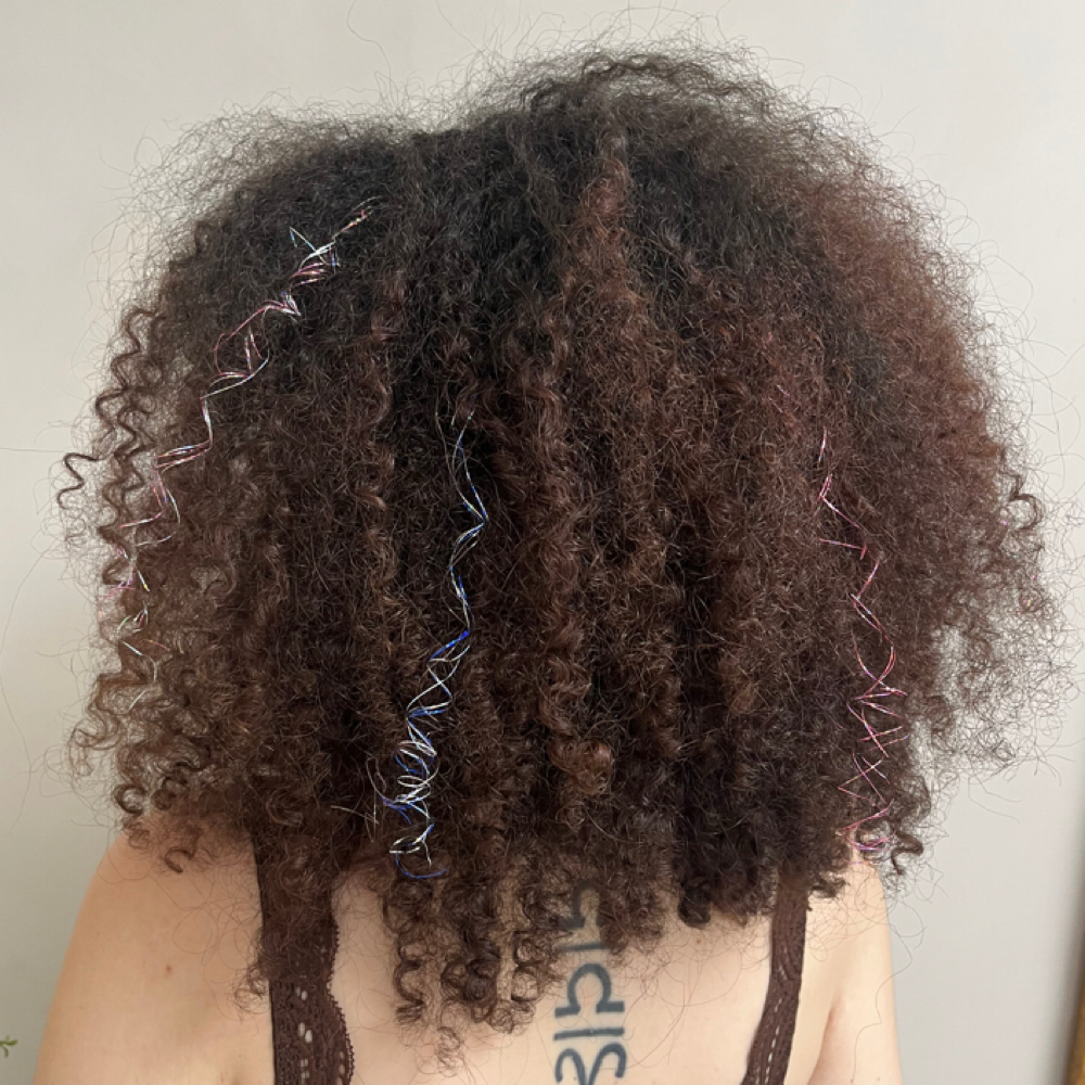 Hair tinsel at DyeHardCali in Alliance, OH