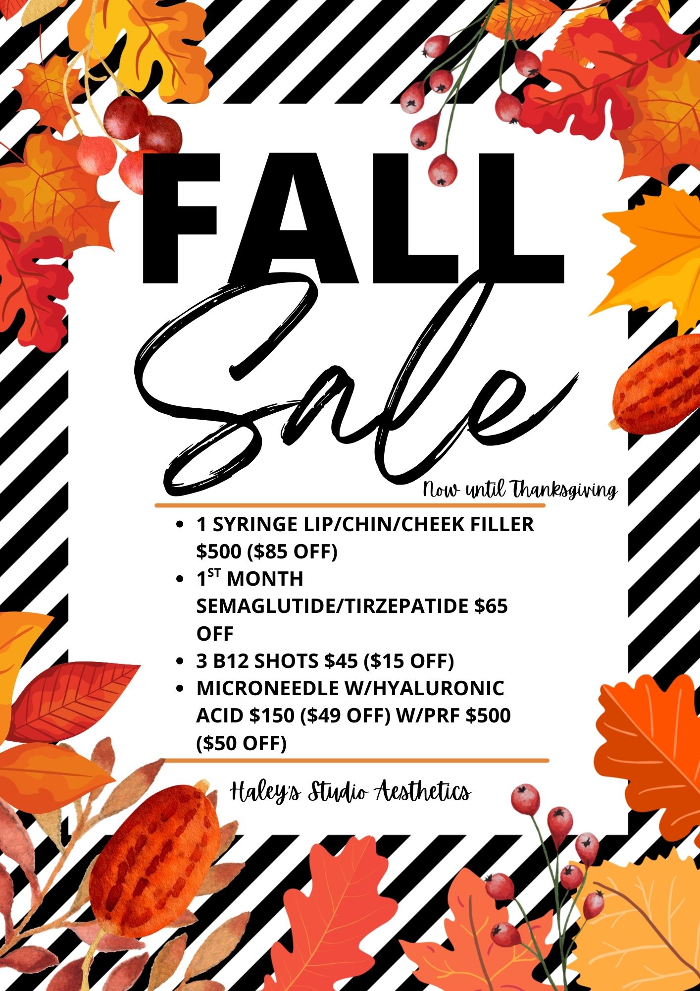 Fall Specials until Thanksgiving