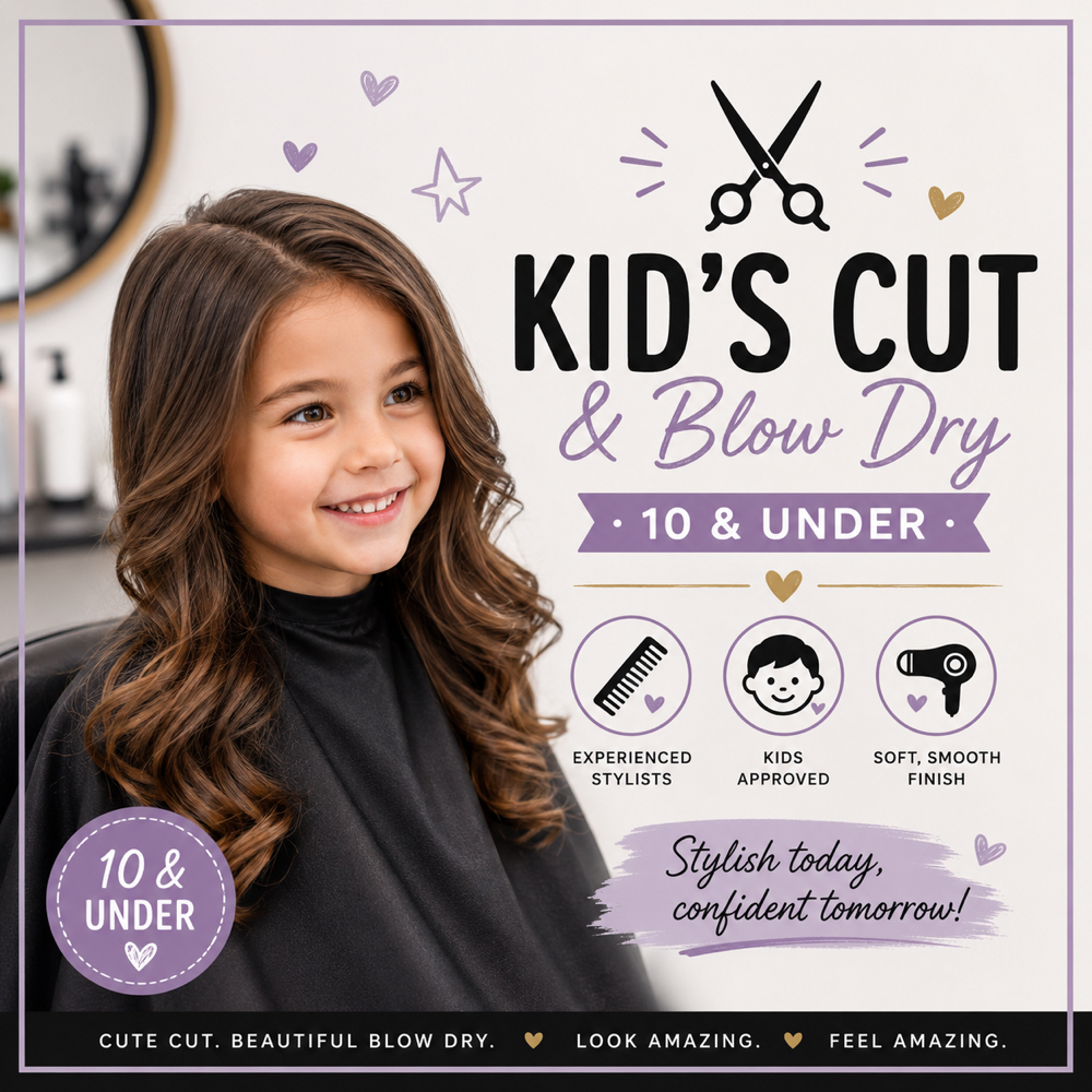 Kid Cut And Blowdry 10&Under at Suite Elixir Hair Studio in Timonium, MD