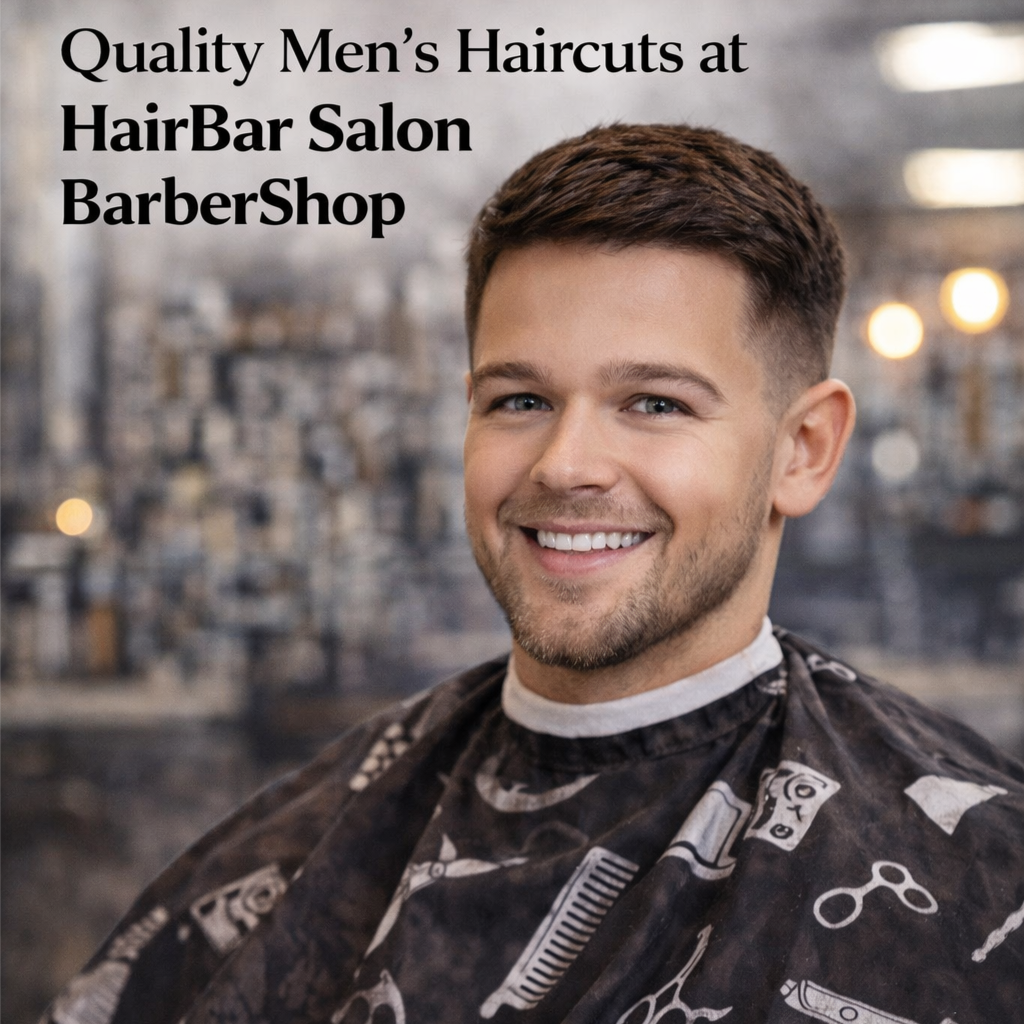 Men’s Haircut at HairBar Salon BarberShop in Cross Roads, TX
