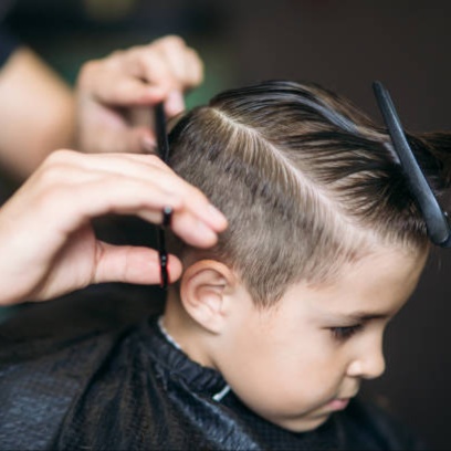 Kid's haircut at Blossoms HTX Hair Studio in Spring, TX