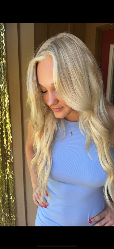 Full highlights, long hair/haircut