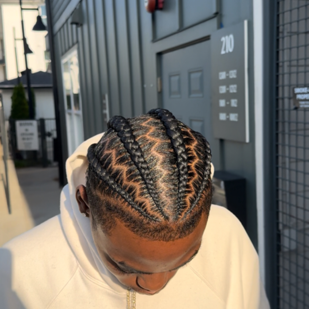 men’s 4-6 stitch braids at braidsbyderri in atlanta, GA