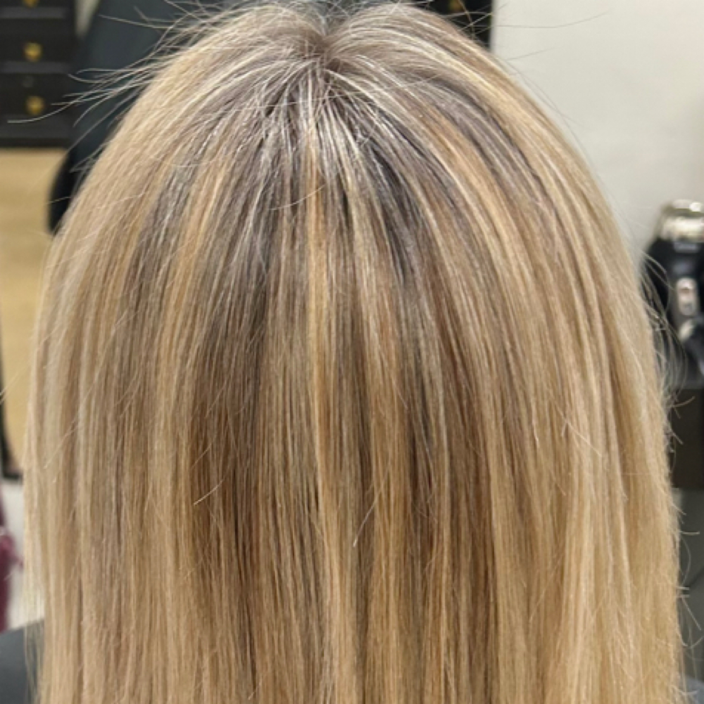 Grey Blending with Highlights at Hair by Alex Hernandez in Clovis, CA