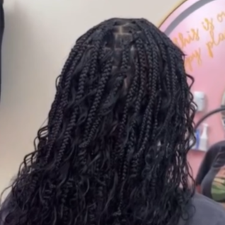 Smedium Bohemian Knotless Braids at Boujae Beauty Bar in Philadelphia, PA