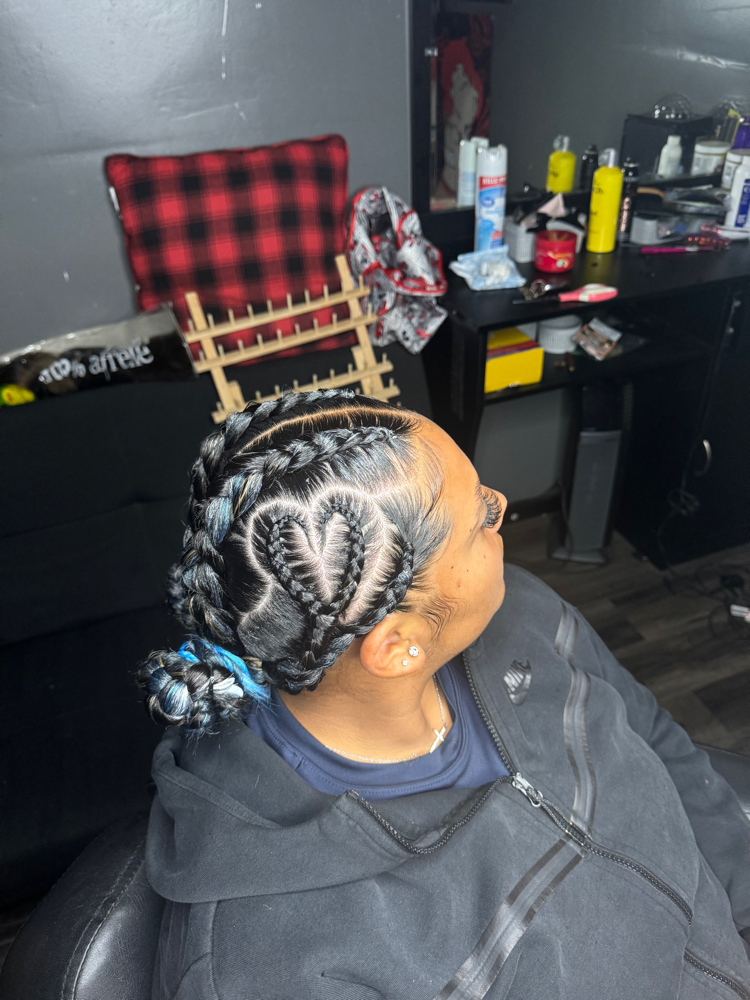 4 BRAIDS W SIMPLE DESIGN HAIR ADDED