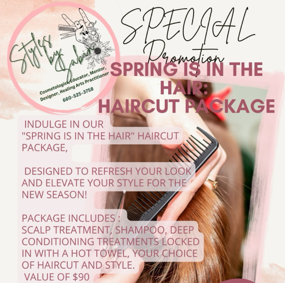 Spring is In the Hair (haircut Pkg) at Styles by Sabin in Warsaw, MO