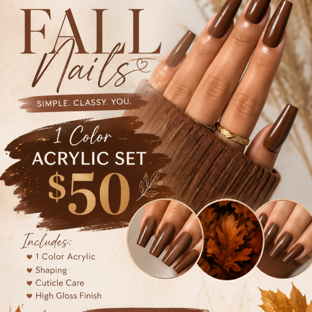 $50 ONE COLOR ACRYLIC NAIL SALE at Nails by Jocelyn in Calera, AL