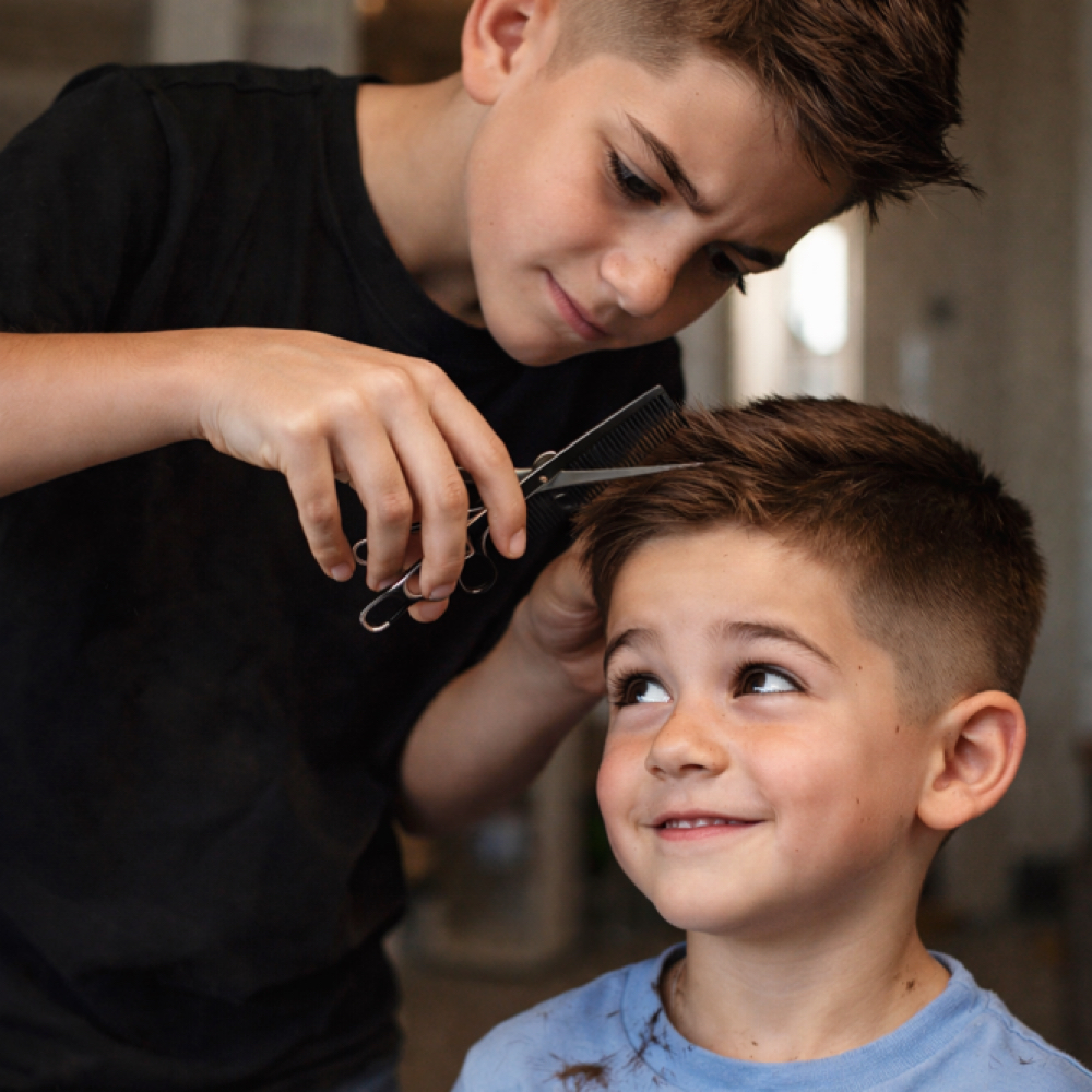 Two Little Rockstars at Mic Drop Barbershop in Myrtle Beach, SC