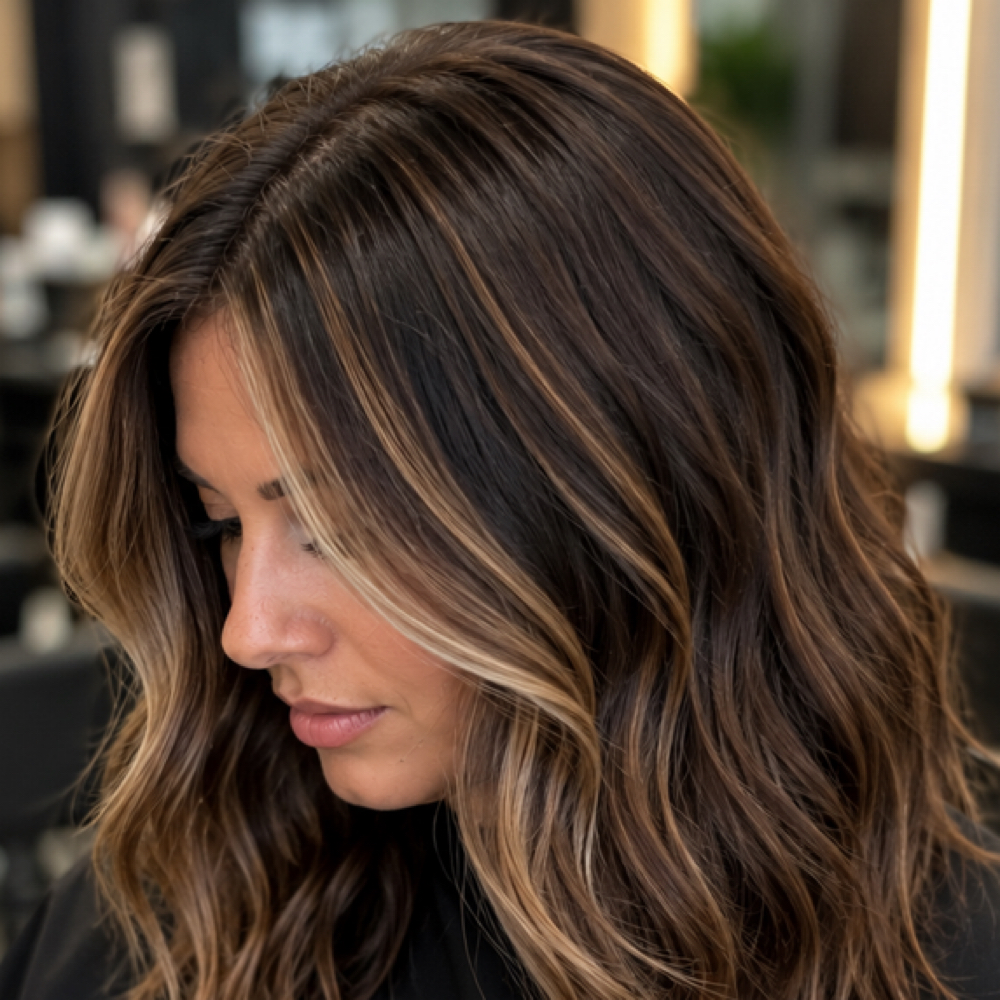Partial Highlight/Cut/Style at His & Hers Barbershop and Salon in Painesville, OH