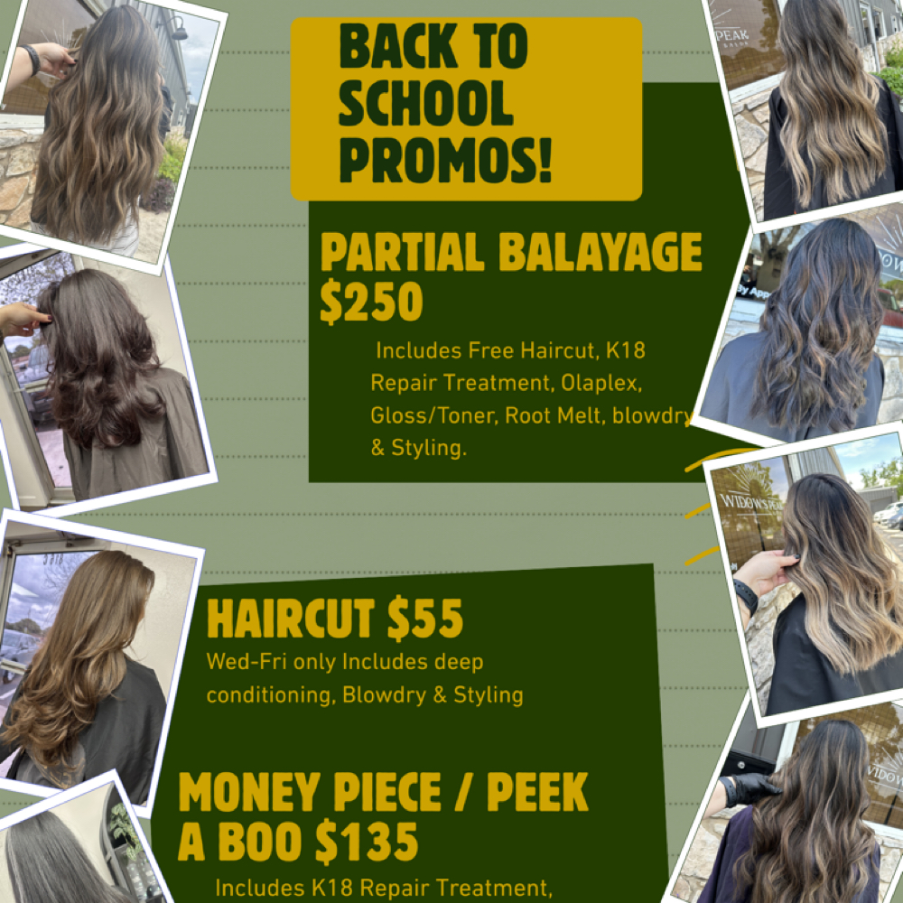 ✏️📚Back To School Promos at Widow’s Peak Salon in Schertz, TX