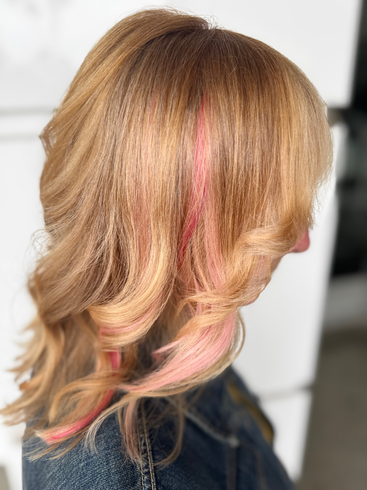 hair cut add on with root touch up