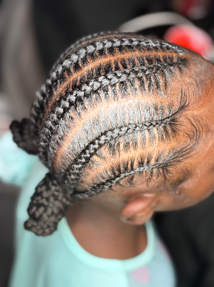 4-6 Kids stitch braids W/ 2 Buns