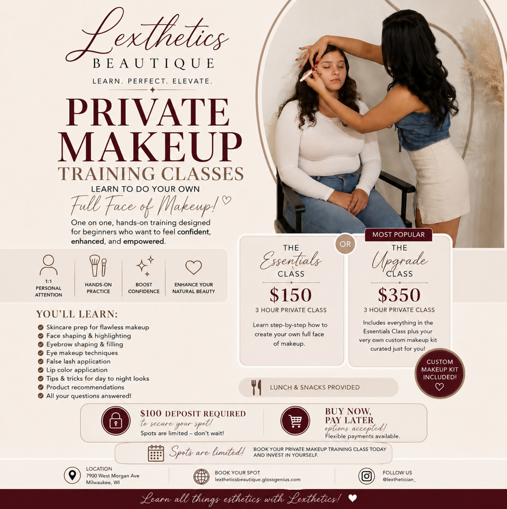 1:1 MAKEUP TRAINING at Lexthetics Beautique in Milwaukee, WI