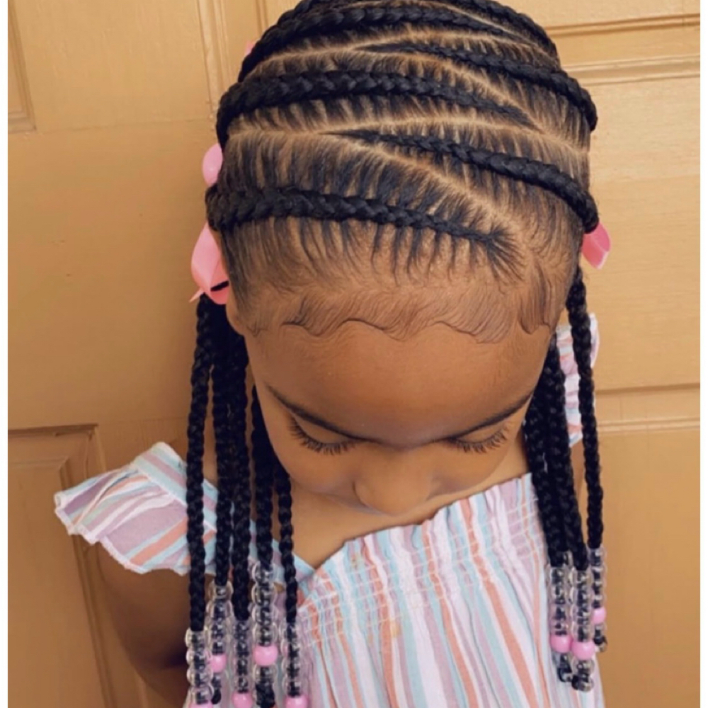 Kids half up half down tribal at Candy’sbraidingsalon in detroit, MI