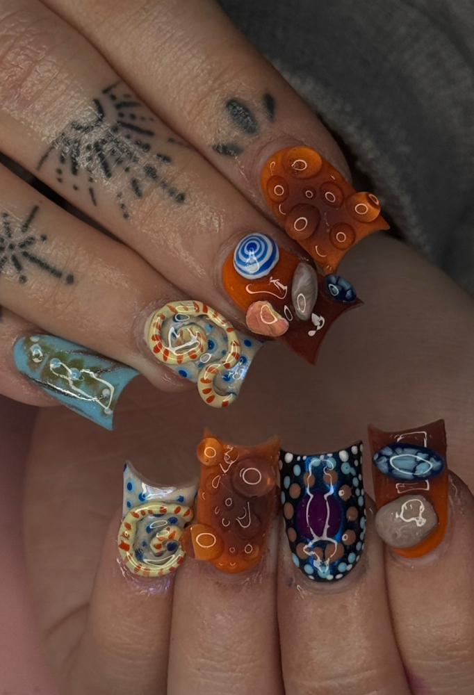 intricate 3d nail art
