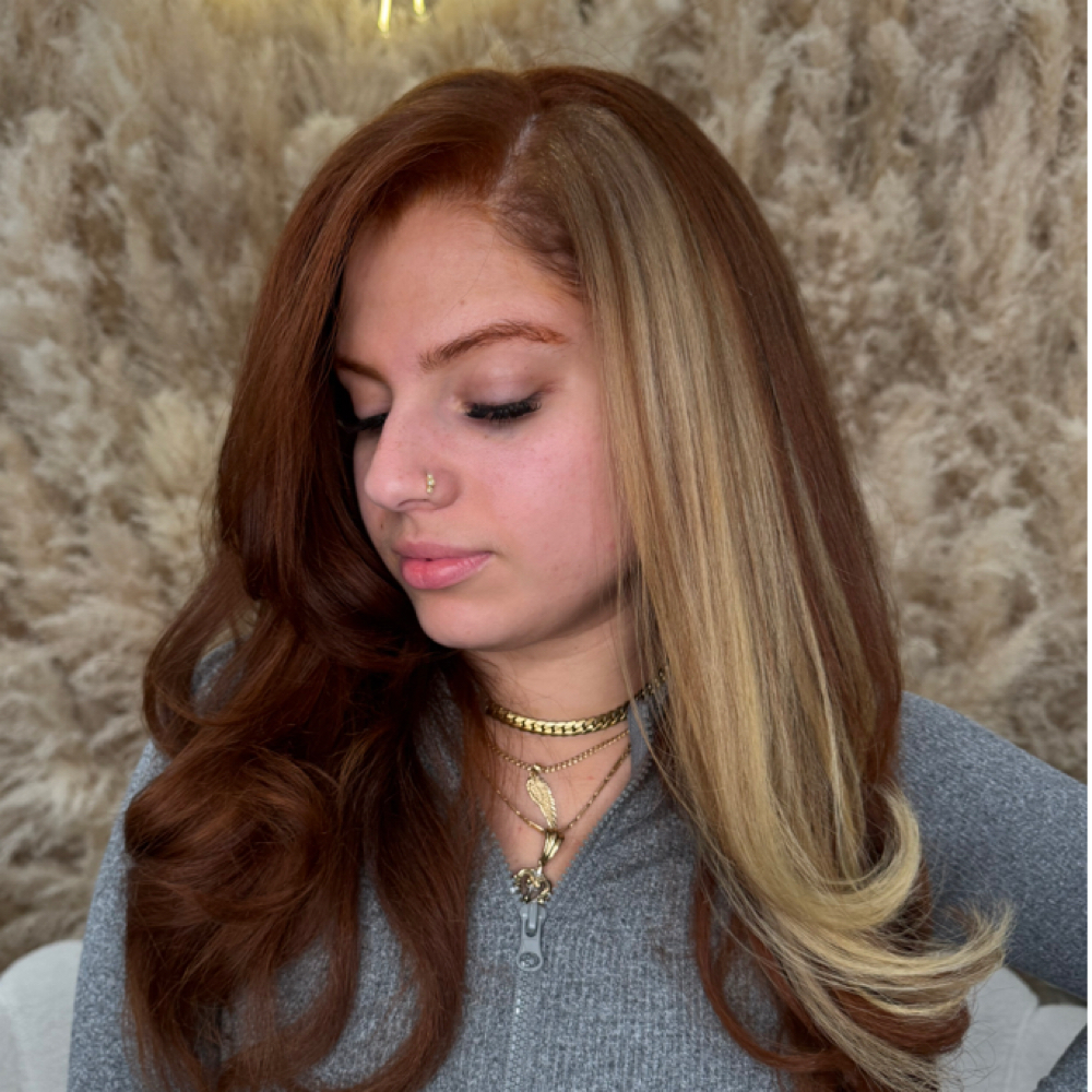 Colorblock / money piece at Curl Haven in Woodbridge, NJ