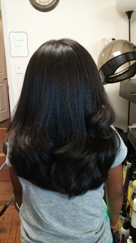 Loose Hair Permanent All Over Color 1 Process-Shoulder Length
