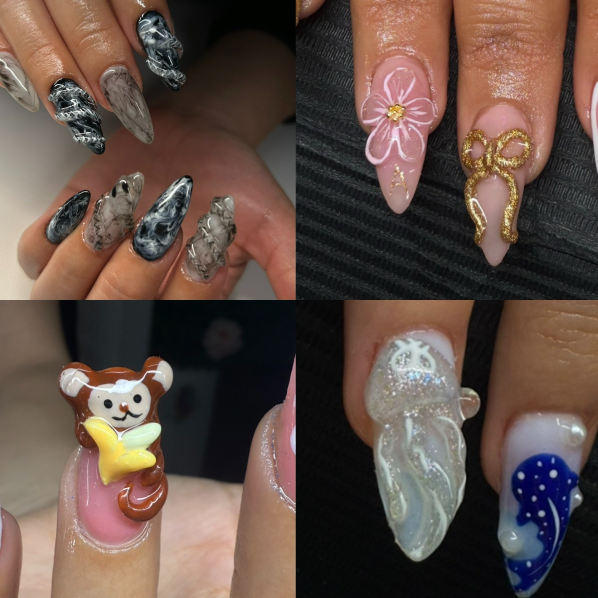 Hand Sculpted 3D nail art